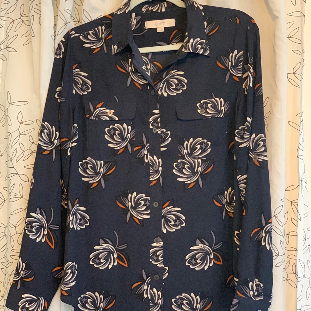 Loft Button Down Floral Blouse - Size M